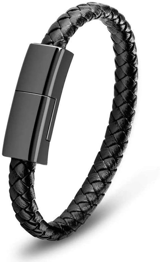 3-in-1 Leather Bracelet Charger for iPhone & Android
