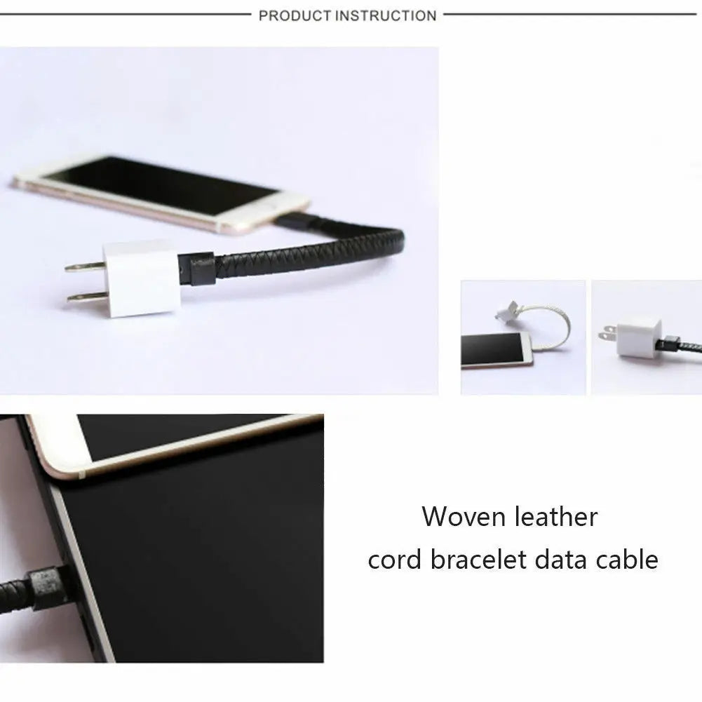 3-in-1 Leather Bracelet Charger for iPhone & Android