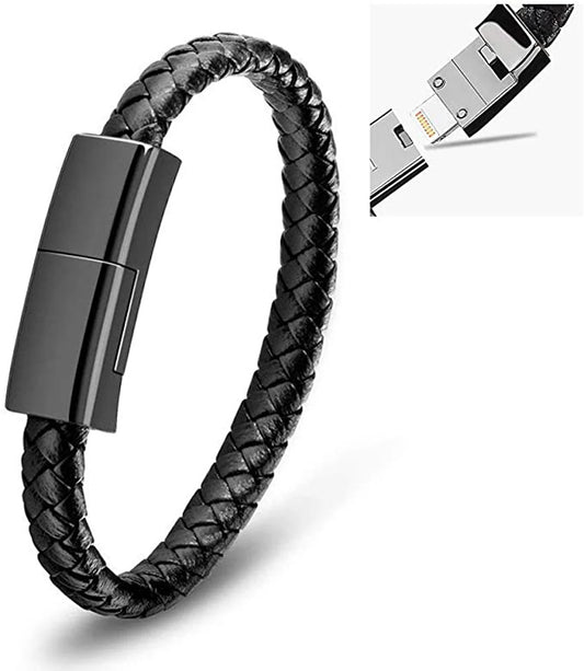 3-in-1 Leather Bracelet Charger for iPhone & Android