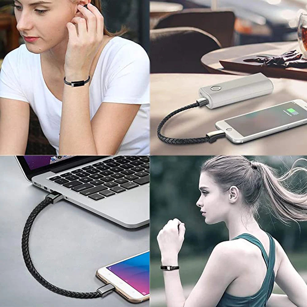 3-in-1 Leather Bracelet Charger for iPhone & Android