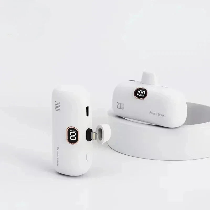 Mini 10000mAh Power Bank with Built-In Cable