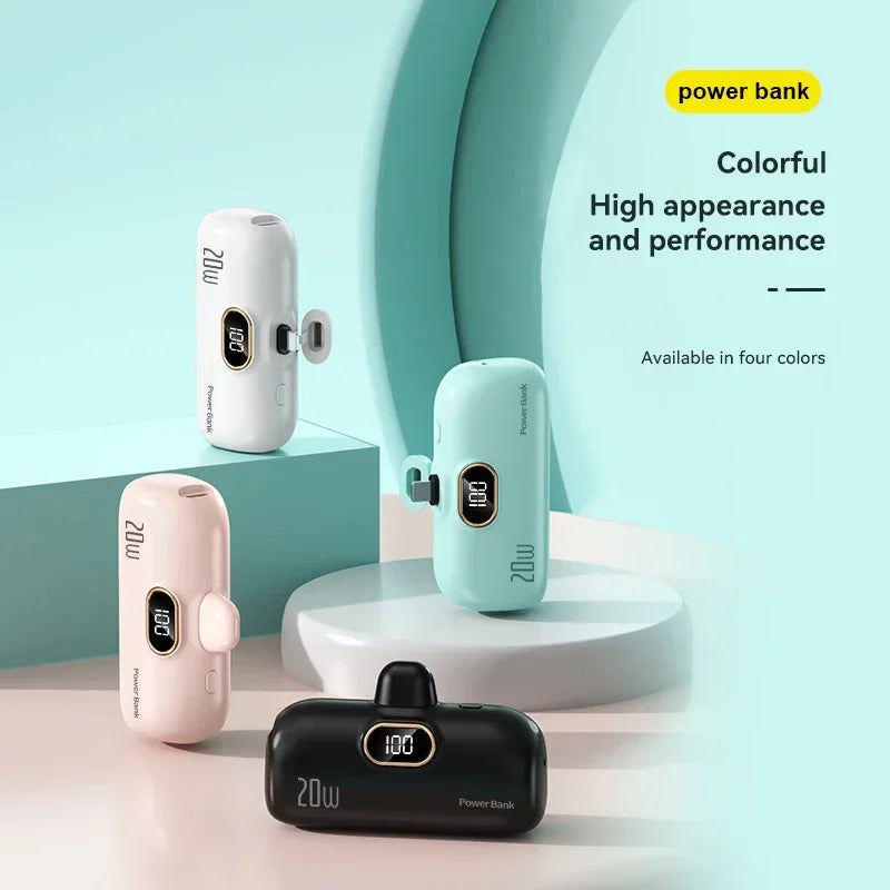 Mini 10000mAh Power Bank with Built-In Cable
