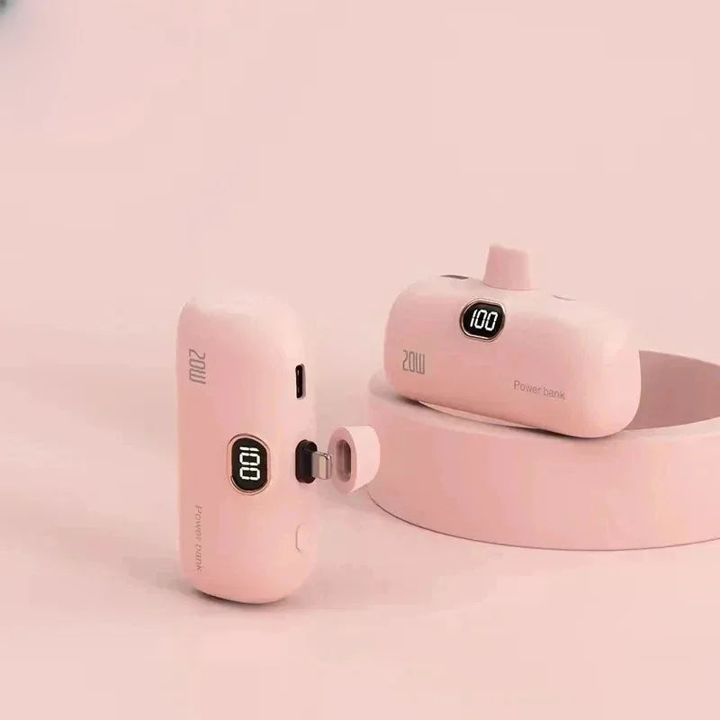 Mini 10000mAh Power Bank with Built-In Cable