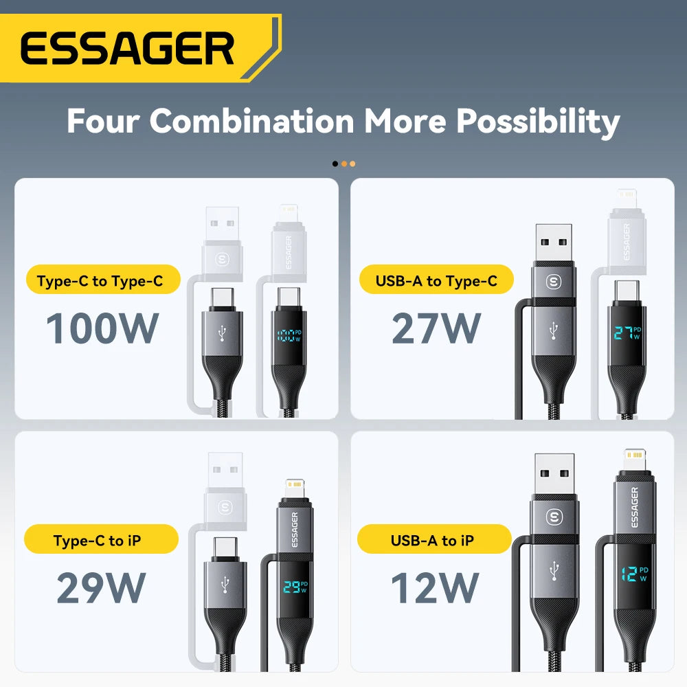 Essager 100W 4-in-1 Fast Charging Cable