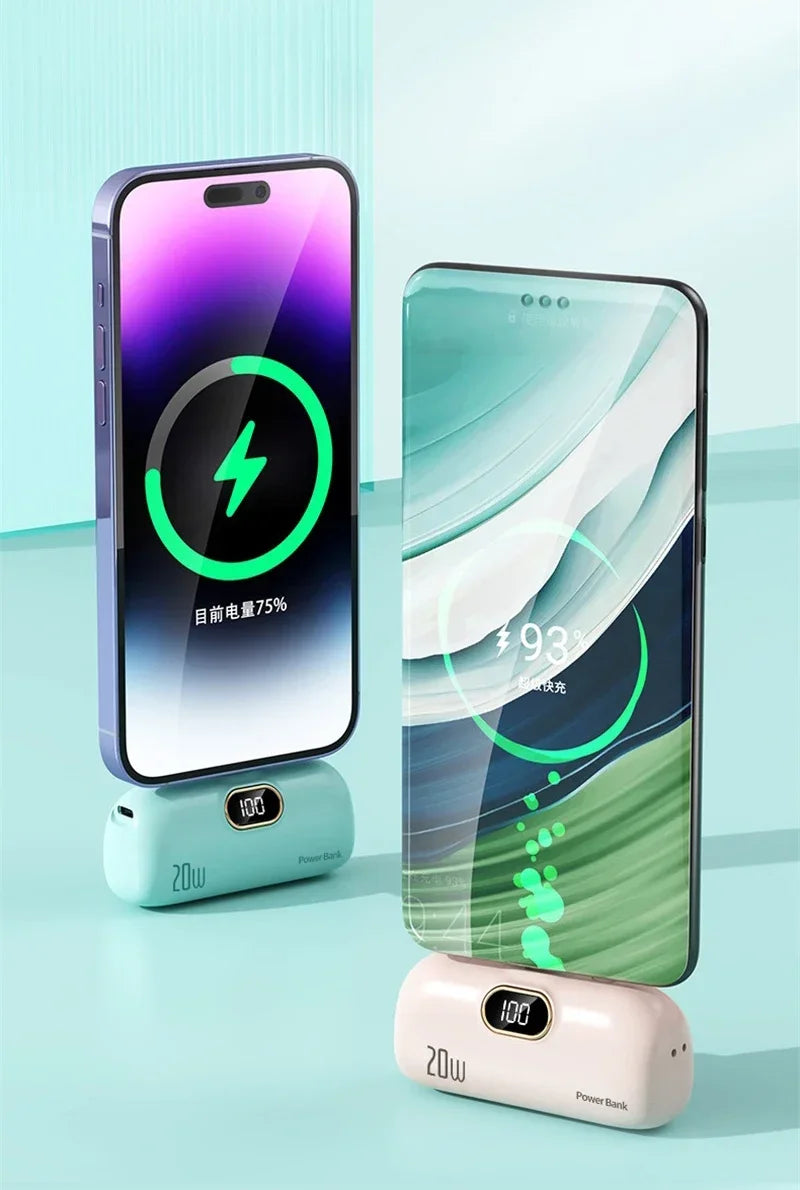 Mini 10000mAh Power Bank with Built-In Cable