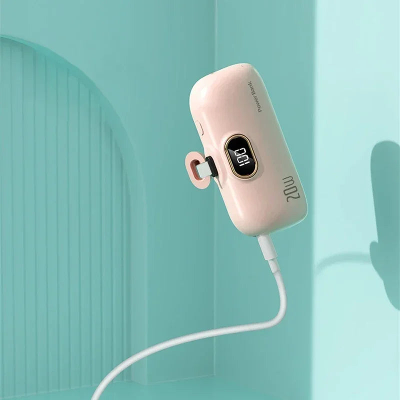Mini 10000mAh Power Bank with Built-In Cable