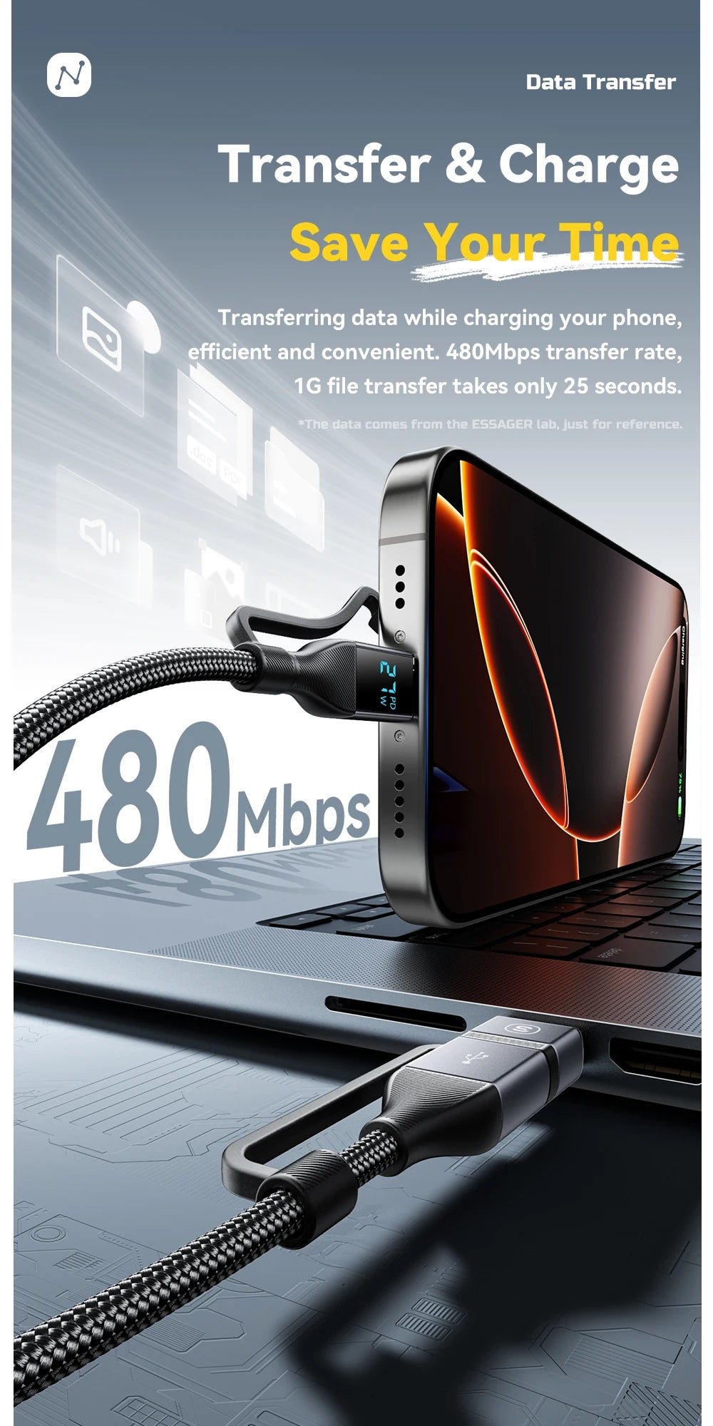Essager 100W 4-in-1 Fast Charging Cable