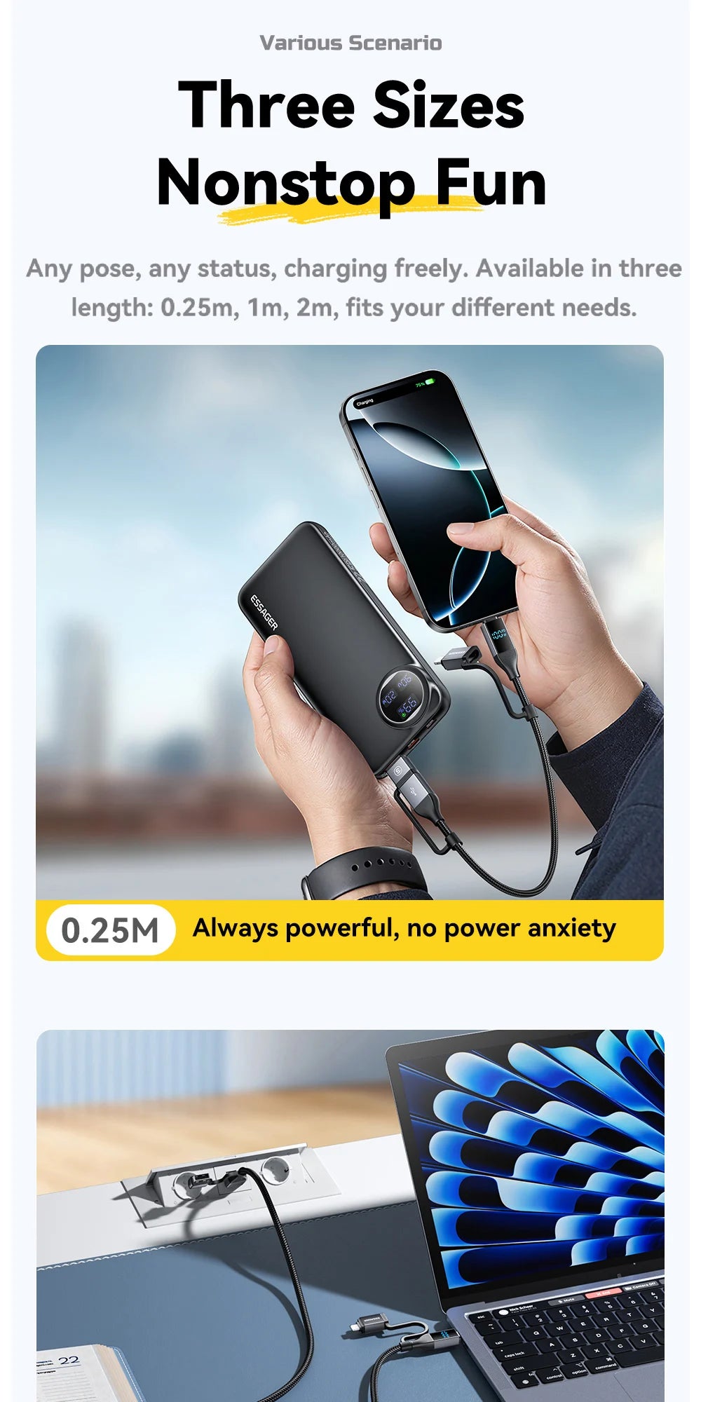 Essager 100W 4-in-1 Fast Charging Cable