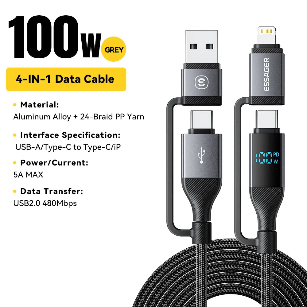 Essager 100W 4-in-1 Fast Charging Cable