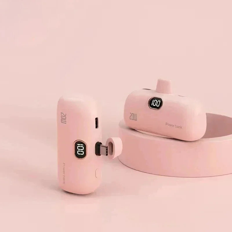 Mini 10000mAh Power Bank with Built-In Cable