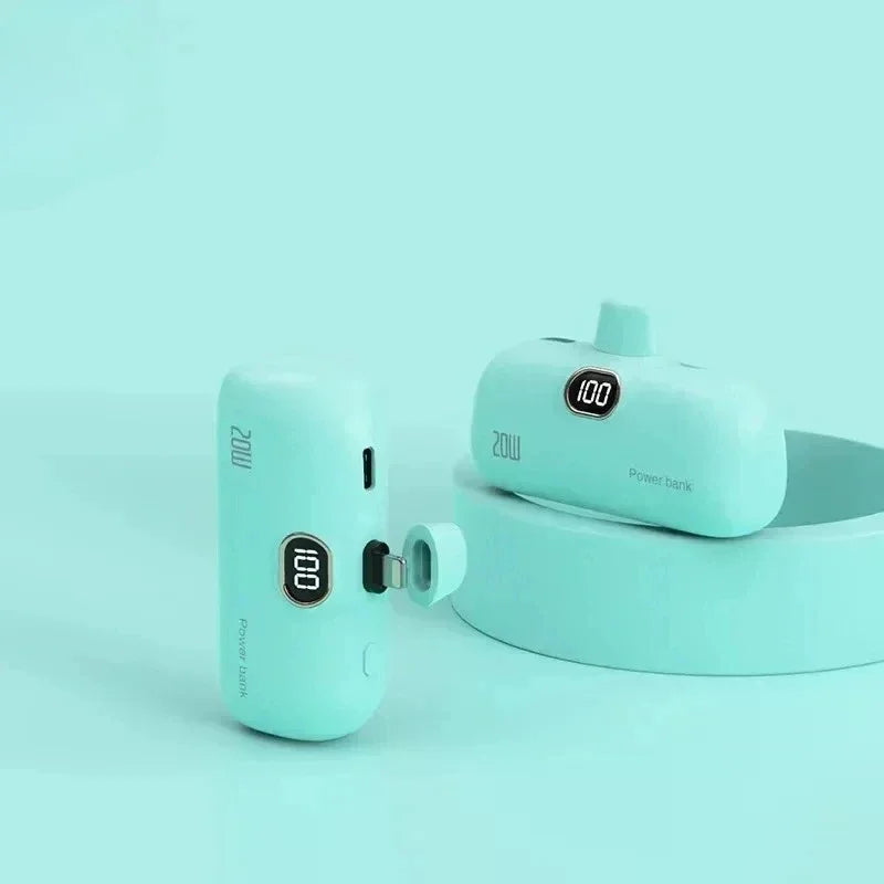 Mini 10000mAh Power Bank with Built-In Cable