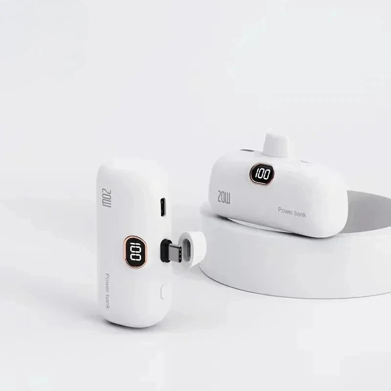 Mini 10000mAh Power Bank with Built-In Cable