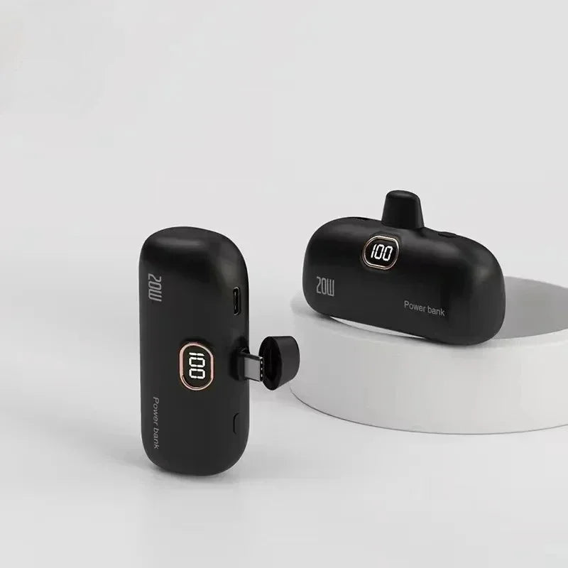 Mini 10000mAh Power Bank with Built-In Cable