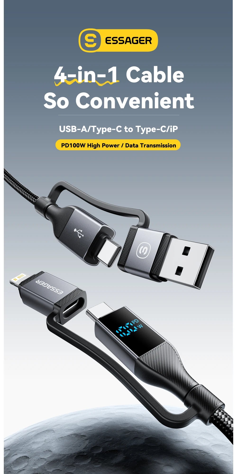 Essager 100W 4-in-1 Fast Charging Cable